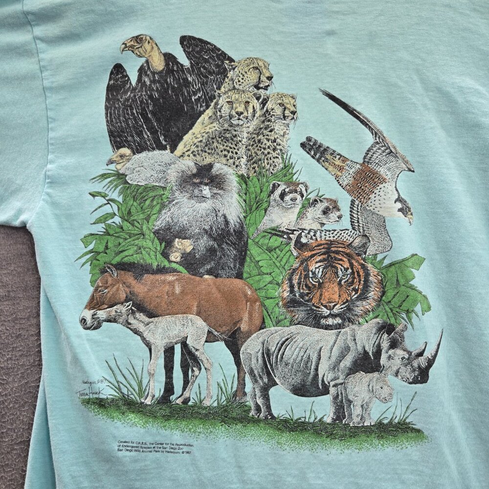 VINTAGE San Diego Zoo Men Shirt XL Single Stitch Wild Animal‎ Park 80s USA READ - Picture 8 of 10